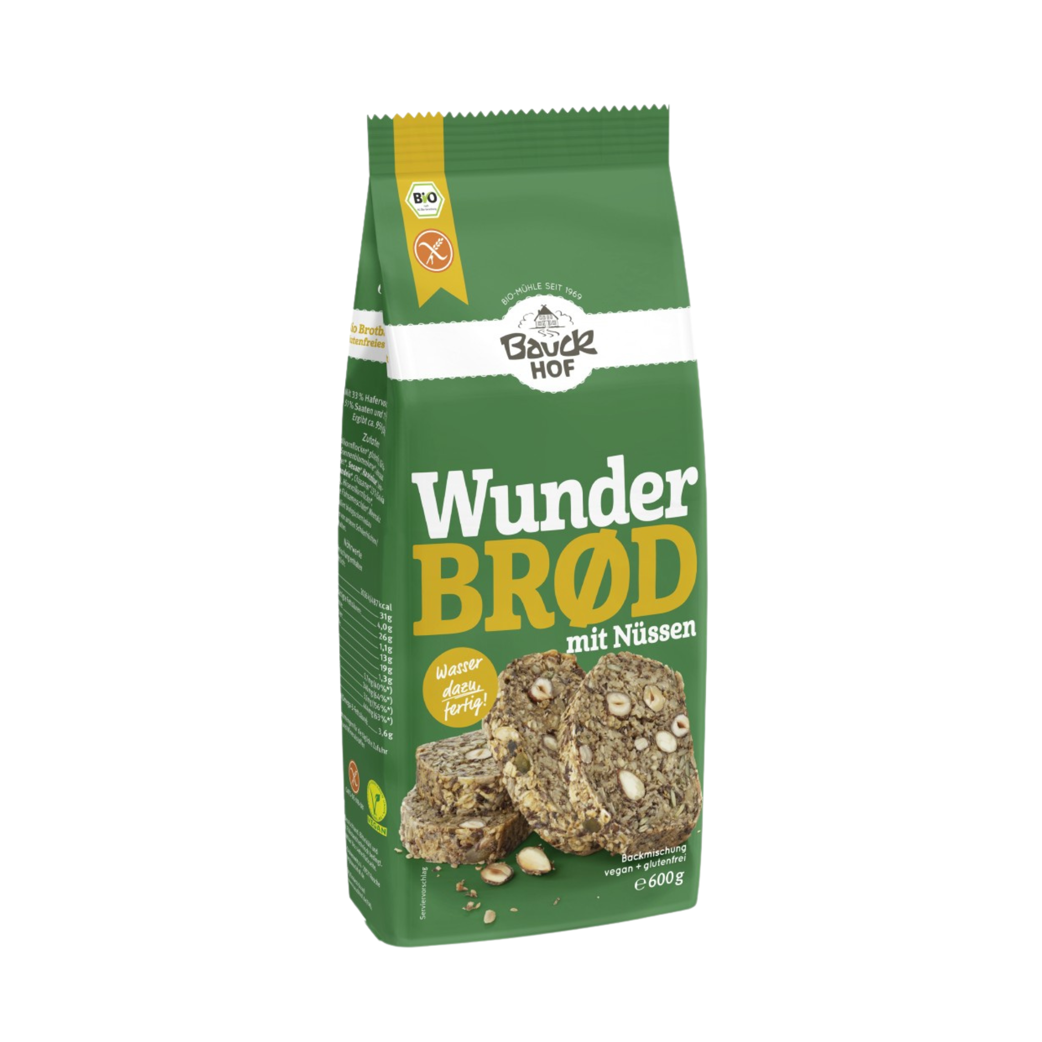 Bauckhof Wunderbrød bio aux noix sans gluten 600 g
