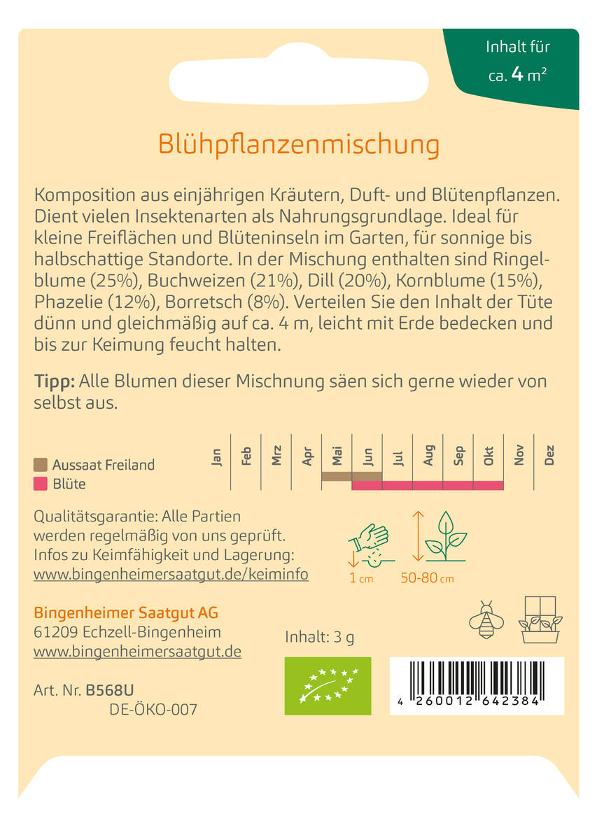 Bingenheimer Saatgut Blumenmischung Bienenweide