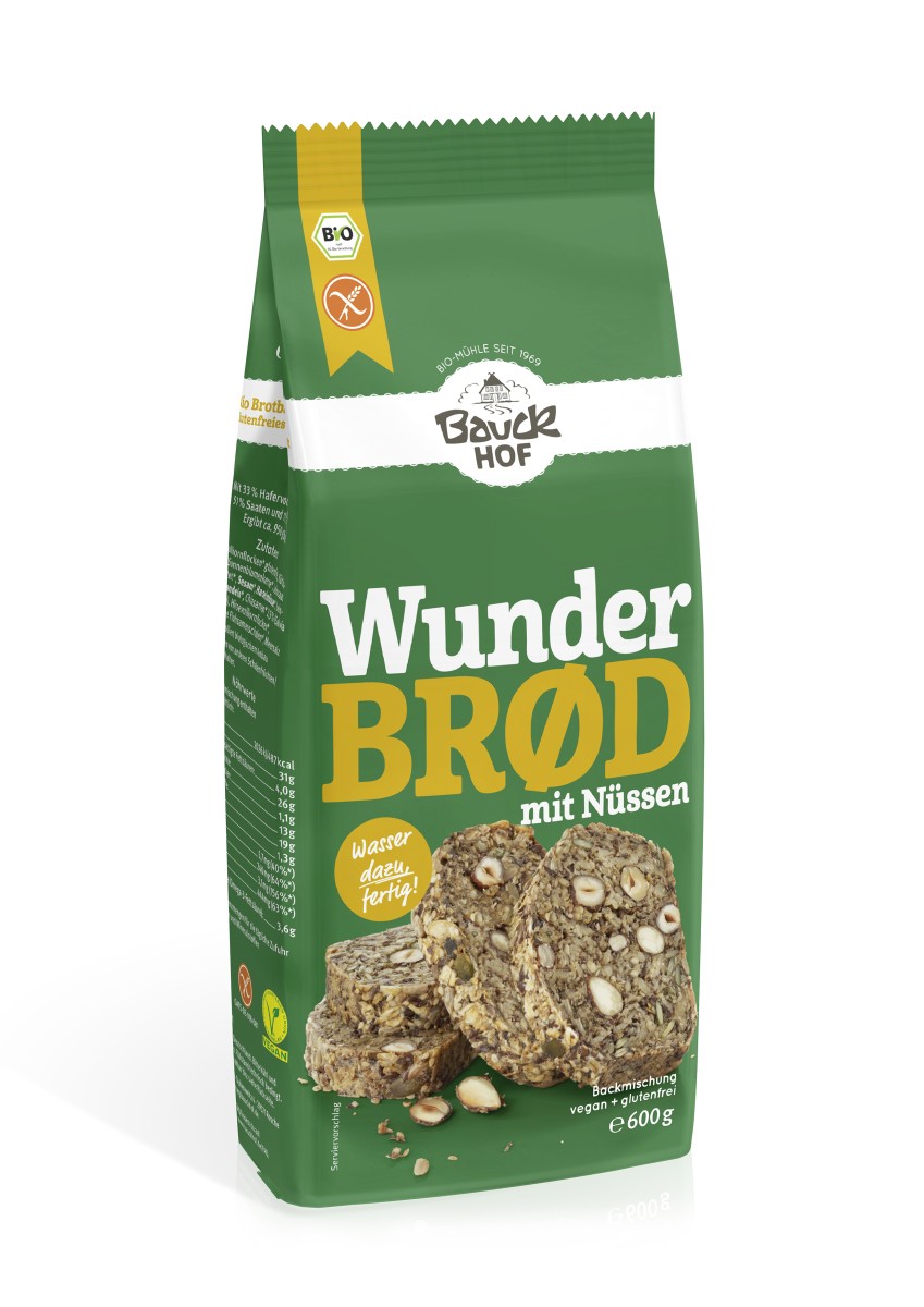Bauckhof Wunderbrød bio aux noix sans gluten 6 x 600 g