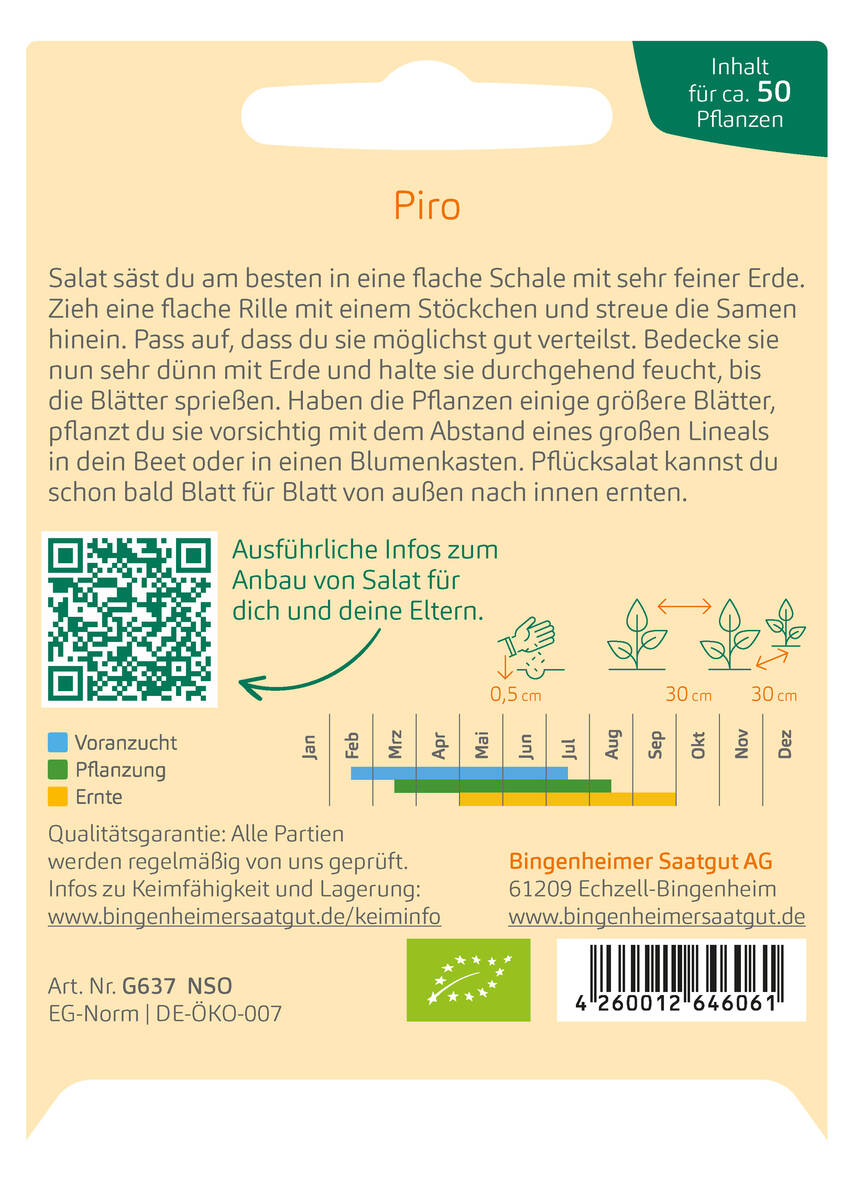 Bingenheimer Saatgut Kinder Kollektion Pflücksalat