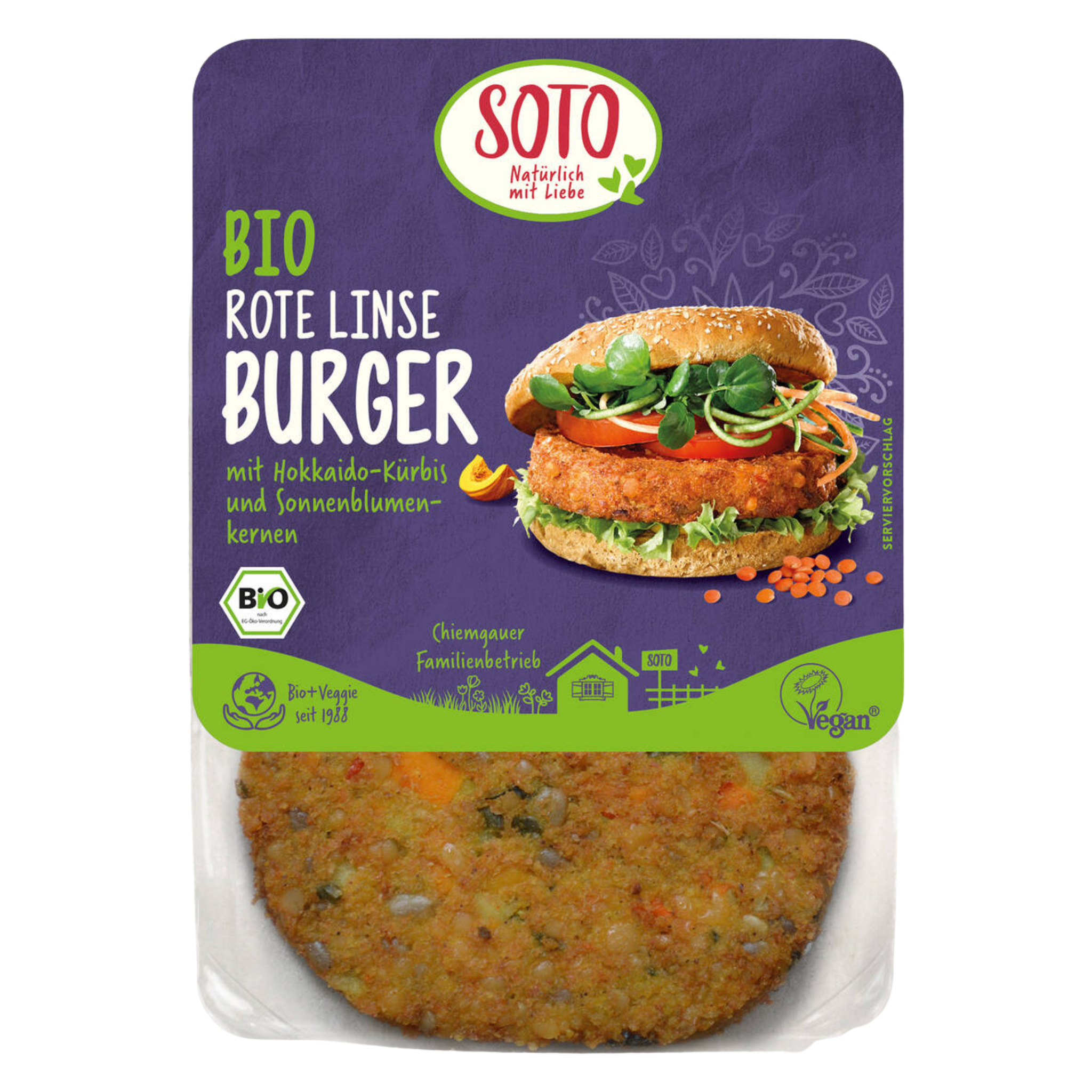 Hamburger vegetariano alle lenticchie rosse Soto Bio