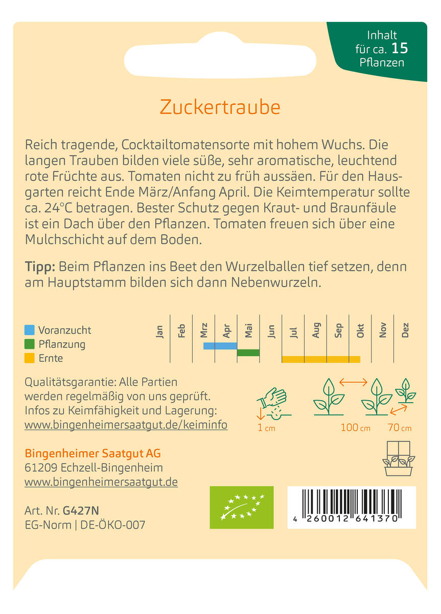 Bingenheimer Saatgut Cocktailtomate Zuckertraube