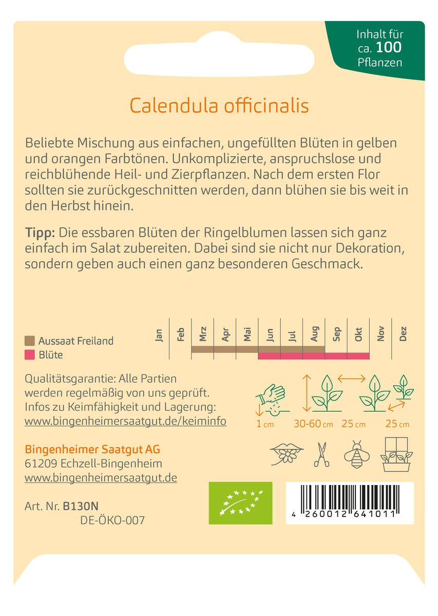 Bingenheimer Saatgut Ringelblume Mischung