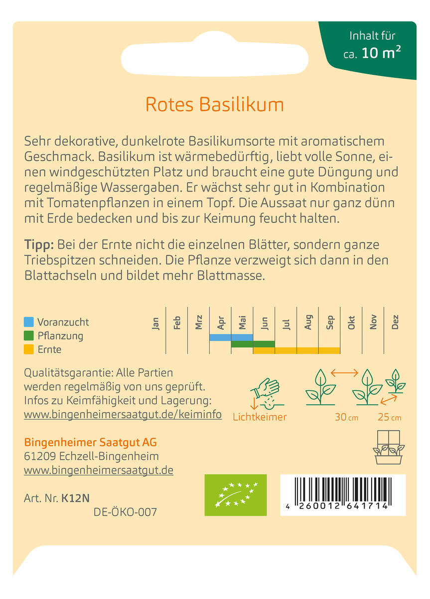 Bingenheimer Saatgut Basilikum rot